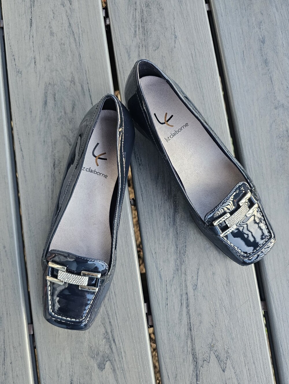 Women's 6.5MLiz Claiborne Dominique blue Flats Shoes w Jewels